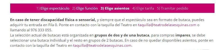 Ayuda compra de entradas Teatro de las Esquinas